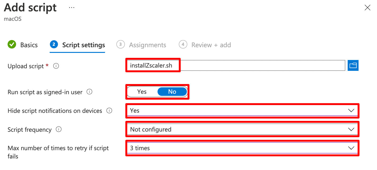 Configure Script in Intune /2022/deploy-zscaler-to-macos/configure-script-deployment.png#center